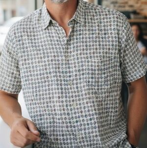 Pierre Cardin Vintage Geometric Rayon Shirt - XL